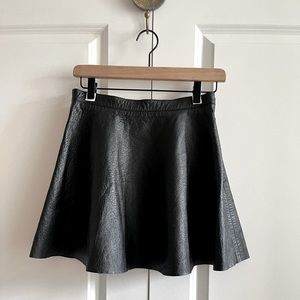 Lambskin Leather A-Line Mini Circle Skirt Skater Skirt